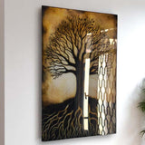 Tree Of Life Velora Vertical Glass Wall Art - Tempered Glass Rectangular Wall Decor