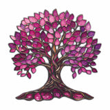 Tree Of Life Pink Lal Vibrant Metal Wall Art – Laser Cut, UV Printed & Powder Coated Colorful Decor