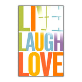 Motto Live Laugh Love Vertical Glass Wall Art - Tempered Glass Rectangular Wall Decor