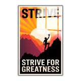 Motto Strive For Greatness Vertical Glass Wall Art - Tempered Glass Rectangular Wall Decor