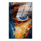 The Gaze Vertical Glass Wall Art - Tempered Glass Rectangular Wall Decor