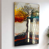 Tree Of Life Calvora Vertical Glass Wall Art - Tempered Glass Rectangular Wall Decor