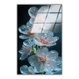 Night Bloom Vertical Glass Wall Art - Tempered Glass Rectangular Wall Decor