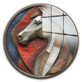 Equus Round Glass Wall Art - Tempered Glass Circle Wall Decor