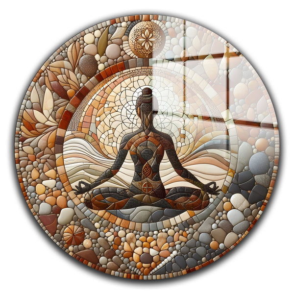 Bliss Round Glass Wall Art - Tempered Glass Circle Wall Decor