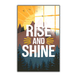 Motto Rise And Shine Vertical Glass Wall Art - Tempered Glass Rectangular Wall Decor