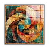 Fusion Square Tempered Glass Wall Art - Abstract Design - Large Glass Decor for Living Room & Office