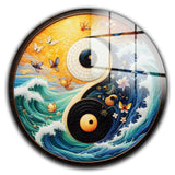 Equilibrium Round Glass Wall Art - Tempered Glass Circle Wall Decor