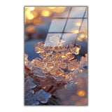 Gilded Sparks Vertical Glass Wall Art - Tempered Glass Rectangular Wall Decor