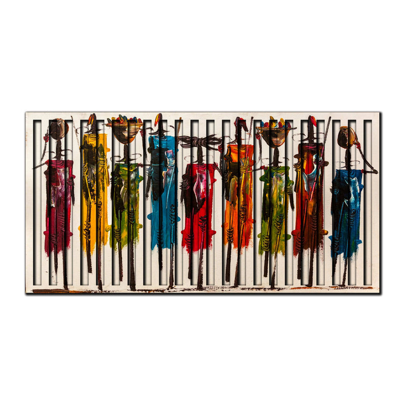 African – 3D Carved Wood Wall Art - Textured Horizontal Wall Decor