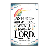 Christian Glass Wall Art - [As for me and my house, we will serve the Lord. (Joshua 24 15)] Bible Scripture Decor)