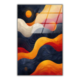 Curved Energy Vertical Glass Wall Art - Tempered Glass Rectangular Wall Decor