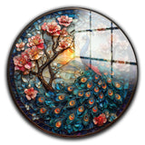 Blossom Round Glass Wall Art - Tempered Glass Circle Wall Decor