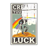 Motto Create Your Own Luck Vertical Glass Wall Art - Tempered Glass Rectangular Wall Decor