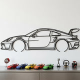 Porsche 911 GT3 RS (992) 2023 Black Metal Car Wall Art