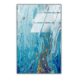 Aqua Serenity Vertical Glass Wall Art - Tempered Glass Rectangular Wall Decor