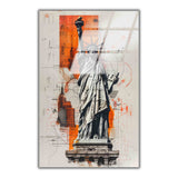 Liberty Abstract Vertical Glass Wall Art - Tempered Glass Rectangular Wall Decor