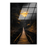 Path to Solitude Vertical Glass Wall Art - Tempered Glass Rectangular Wall Decor