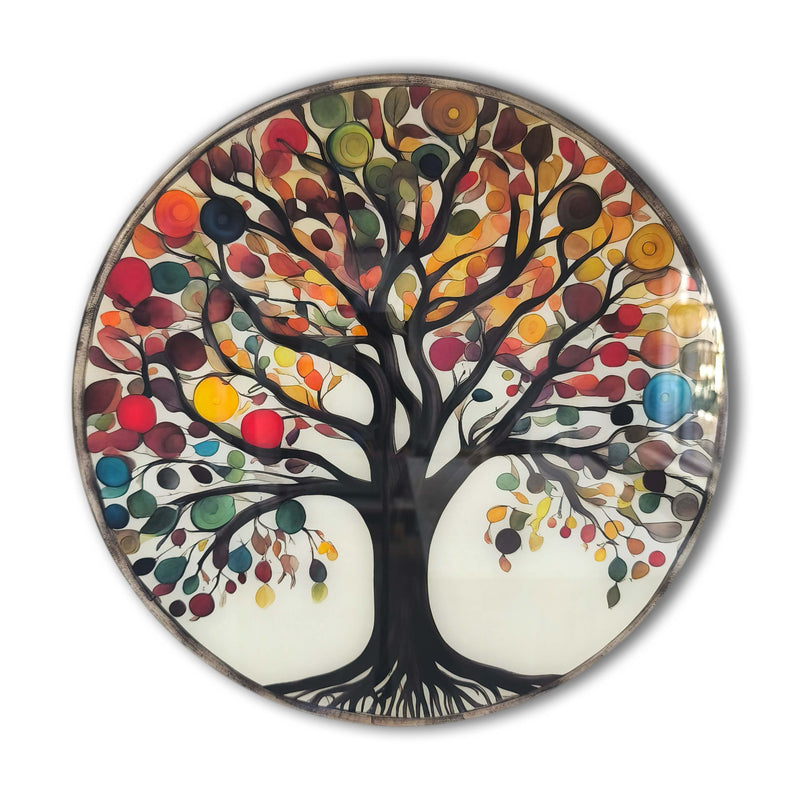 Serenity Tree Of Life, Tempered Glass Round Wall Art - Tempered Glass Circle Wall Decor