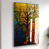 Tree Of Life Aurum Vertical Glass Wall Art - Tempered Glass Rectangular Wall Decor