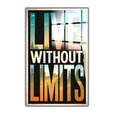 Motto Live Without Limits Vertical Glass Wall Art - Tempered Glass Rectangular Wall Decor