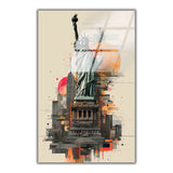 Statue of Echoes Vertical Glass Wall Art - Tempered Glass Rectangular Wall Decor