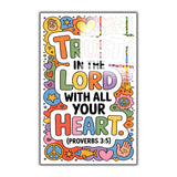 Christian Glass Wall Art - [Trust in the Lord with all your heart. (Proverbs 3 5)] Bible Scripture Decor
