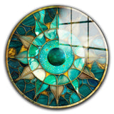 Emerald Round Glass Wall Art - Tempered Glass Circle Wall Decor