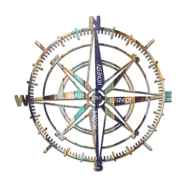 Honestey Compass Vibrant 3D Metal Wall Art – Laser Cut, UV Printed & Powder Coated Colorful Decor