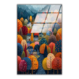 Autumn Canopy Vertical Glass Wall Art - Tempered Glass Rectangular Wall Decor