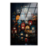 Dreamscape House Vertical Glass Wall Art - Tempered Glass Rectangular Wall Decor