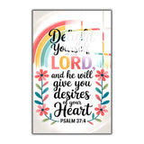 Christian Glass Wall Art - [Delight yourself in the Lord, and He will give you the desires of your heart. (Psalm 37 4)] Bible Scripture Decor