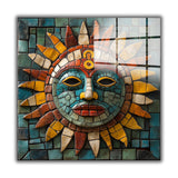 Solstice Square Tempered Glass Wall Art - Abstract Design - Large Glass Decor for Living Room & Office