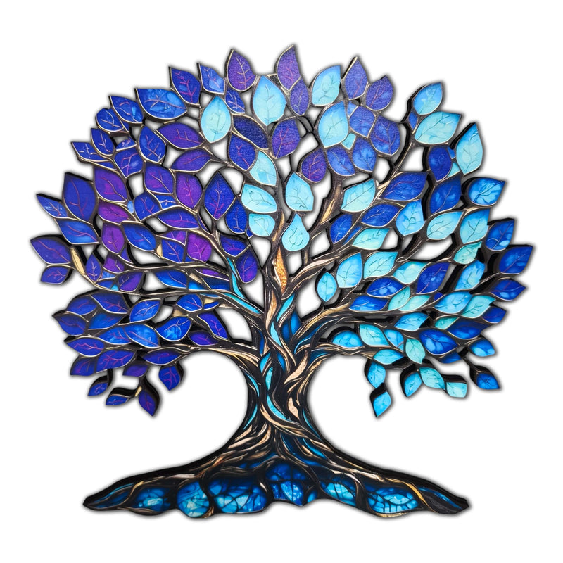 Midnight Blue - Tree of Life Wood Wall Art  - Modern Nature Home Decor