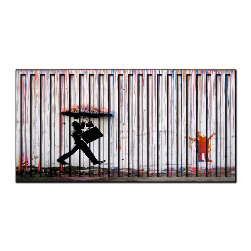 Banksy – 3D Carved Wood Wall Art - Textured Horizontal Wall Decor