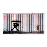 Banksy – 3D Carved Wood Wall Art - Textured Horizontal Wall Decor