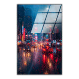 City Reflections Vertical Glass Wall Art - Tempered Glass Rectangular Wall Decor
