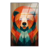 Bear Geometry Vertical Glass Wall Art - Tempered Glass Rectangular Wall Decor