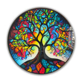 Vitality Tree Of Life, Tempered Glass Round Wall Art - Tempered Glass Circle Wall Decor