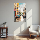 Venetian Alley Vertical Glass Wall Art - Tempered Glass Rectangular Wall Decor