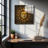 Solaris Square Tempered Glass Wall Art - Abstract Design - Large Glass Decor for Living Room & Office