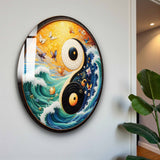 Equilibrium Round Glass Wall Art - Tempered Glass Circle Wall Decor