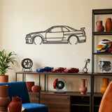 Nissan Skyline GT-R R34 1999 Black Metal Car Wall Art
