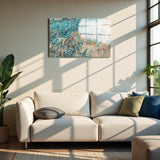 Water Waves Panoramic Tempered Glass Wall Art - Horizontal Rectangular Wall Decor