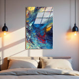 Coastal Spray Vertical Glass Wall Art - Tempered Glass Rectangular Wall Decor