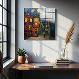 Streetscape Square Tempered Glass Wall Art - Abstract Design - Large Glass Decor for Living Room & Office