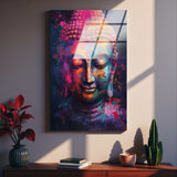 Inner Bloom Vertical Glass Wall Art - Tempered Glass Rectangular Wall Decor