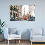 Paris Streets Panoramic Tempered Glass Wall Art - Horizontal Rectangular Wall Decor