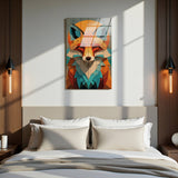 Forest Fox Vertical Glass Wall Art - Tempered Glass Rectangular Wall Decor