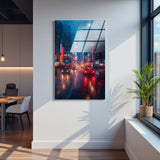 City Reflections Vertical Glass Wall Art - Tempered Glass Rectangular Wall Decor